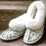 Genuine Leather Sheepskin Slippers - Feathers
