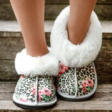Genuine Leather Sheepskin Slippers - Tropical Leopard