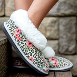 Genuine Leather Sheepskin Slippers - Tropical Leopard