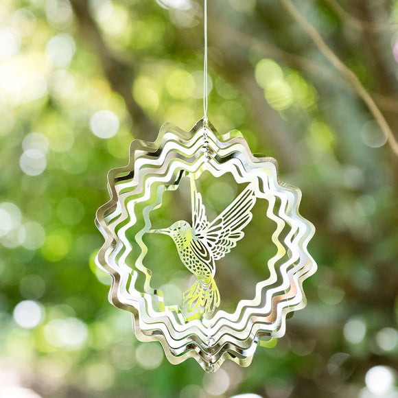 thumbnail image 2 of Bandwagon Spiral Hummingbirds Mobile – Shimmering Colorful Wind Spinner Decoration 2 of 4