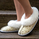 Genuine Leather Sheepskin Slippers - Busy Bees - Full