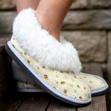 Genuine Leather Sheepskin Slippers - Busy Bees - Full