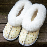 Genuine Leather Sheepskin Slippers - Busy Bees - Full