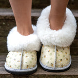 Genuine Leather Sheepskin Slippers - Busy Bees - Full