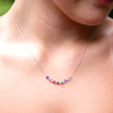 Perfect symphony - Charcoal and lilac Swarovski crystals  on silk