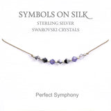 Perfect symphony - Charcoal and lilac Swarovski crystals  on silk