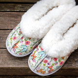 Genuine Leather Sheepskin Slippers - Butterflies