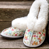 Genuine Leather Sheepskin Slippers - Butterflies