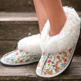 Genuine Leather Sheepskin Slippers - Butterflies