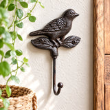 Bird on Leaf - Single Wrought Iron Hook