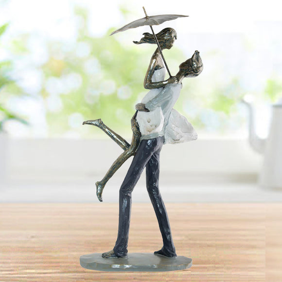 Lovers With Umbrella Figurine