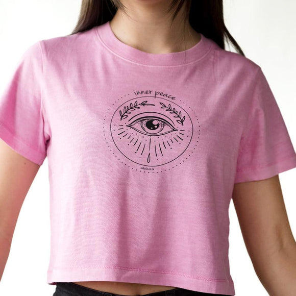 Pink Cropped Inner-Peace Tee - Tallula