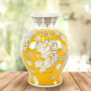 YELLOW BIRD VASE 23X16CM